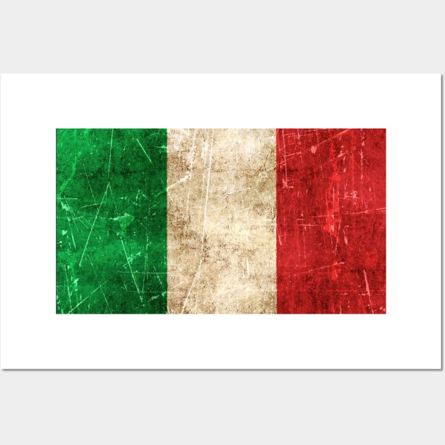 Vintage Aged and Scratched Italian Flag Wall Art by jeffbartels